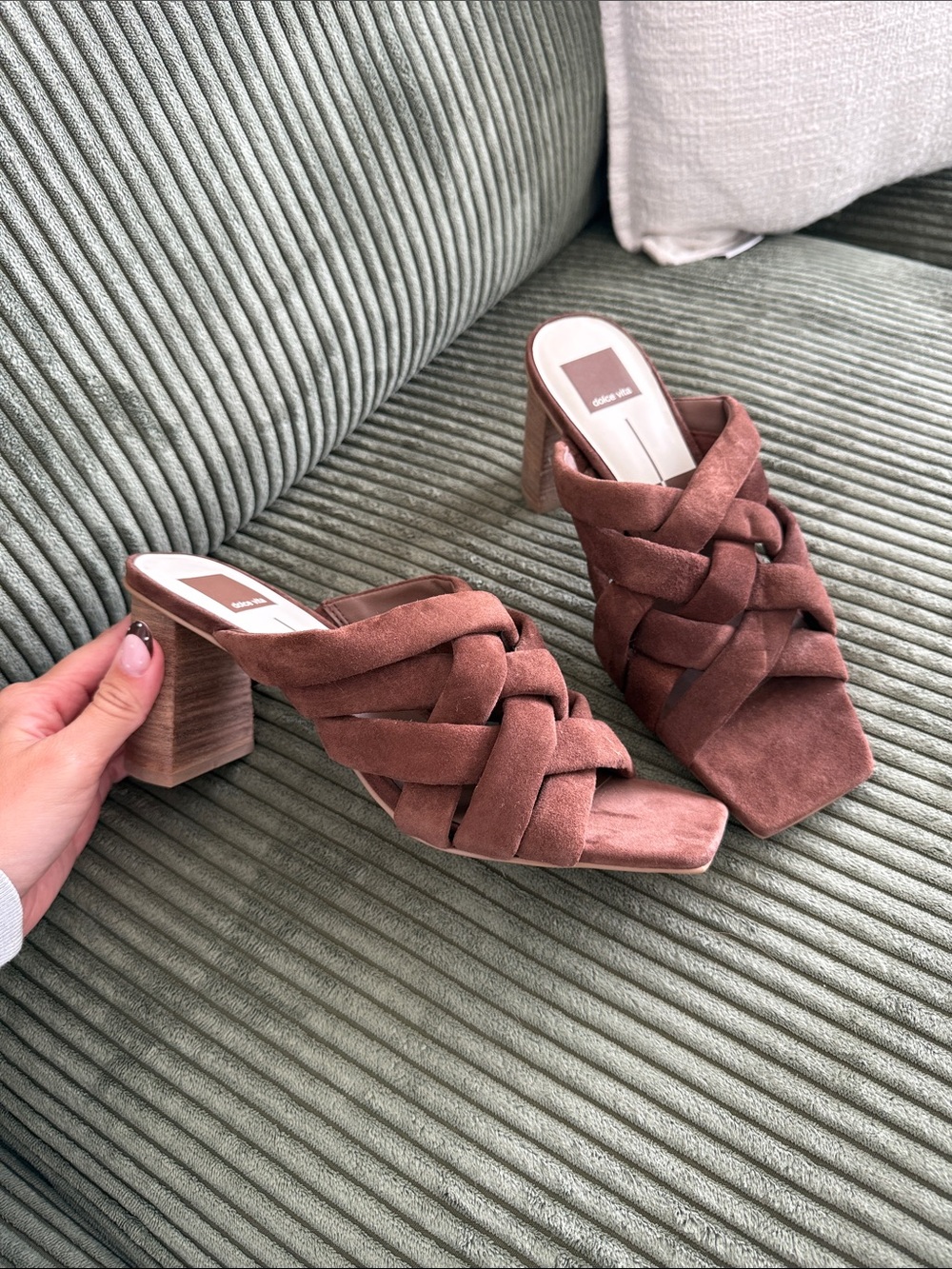 Dolce Vita Brown Braided Block Heel Mules